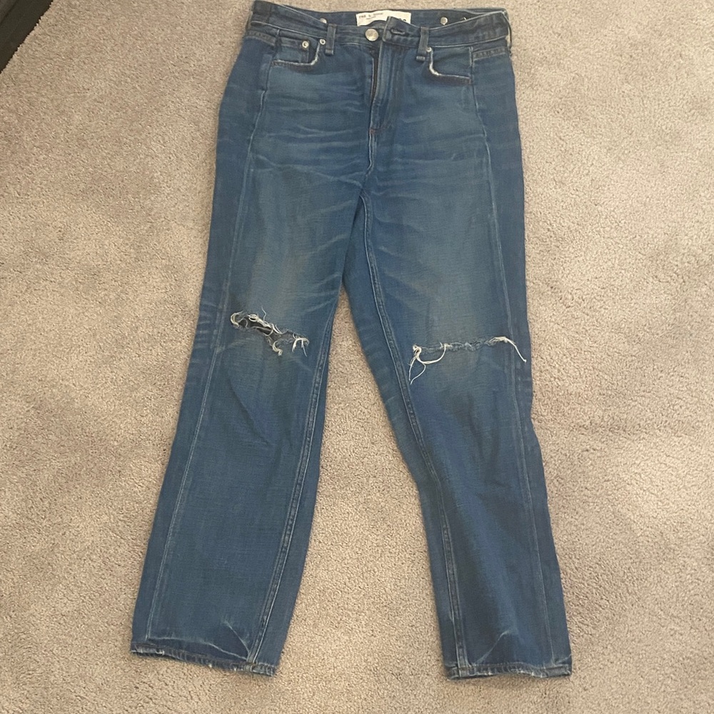 rag & bone Blue Ankle Cropped Jeans